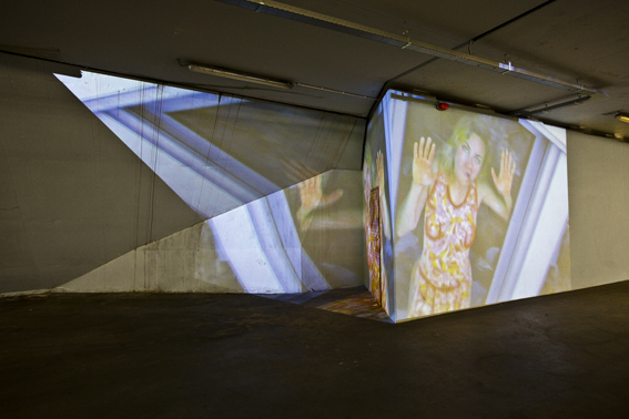 Photography: Jannes Linders, Video-installation Cinquante Fifty of Pipilotti Rist in parking Erasmusbrug