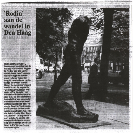 Rodin aan de wandel in Den Haag, krantenartikel 1998